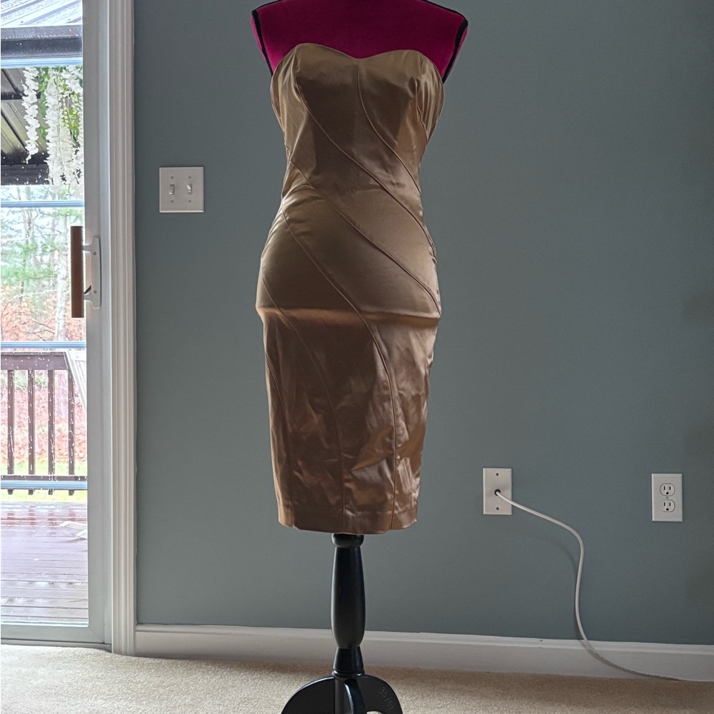 Elegant Gold Strapless Dress